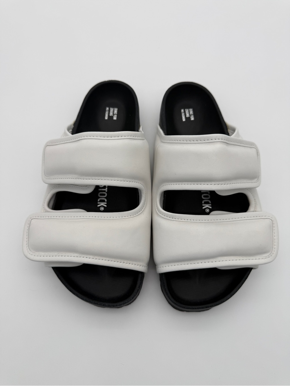 Birkenstock 1774 x Dingyun Zhang Cosy White Black Leather Arizona Sandals 38 8